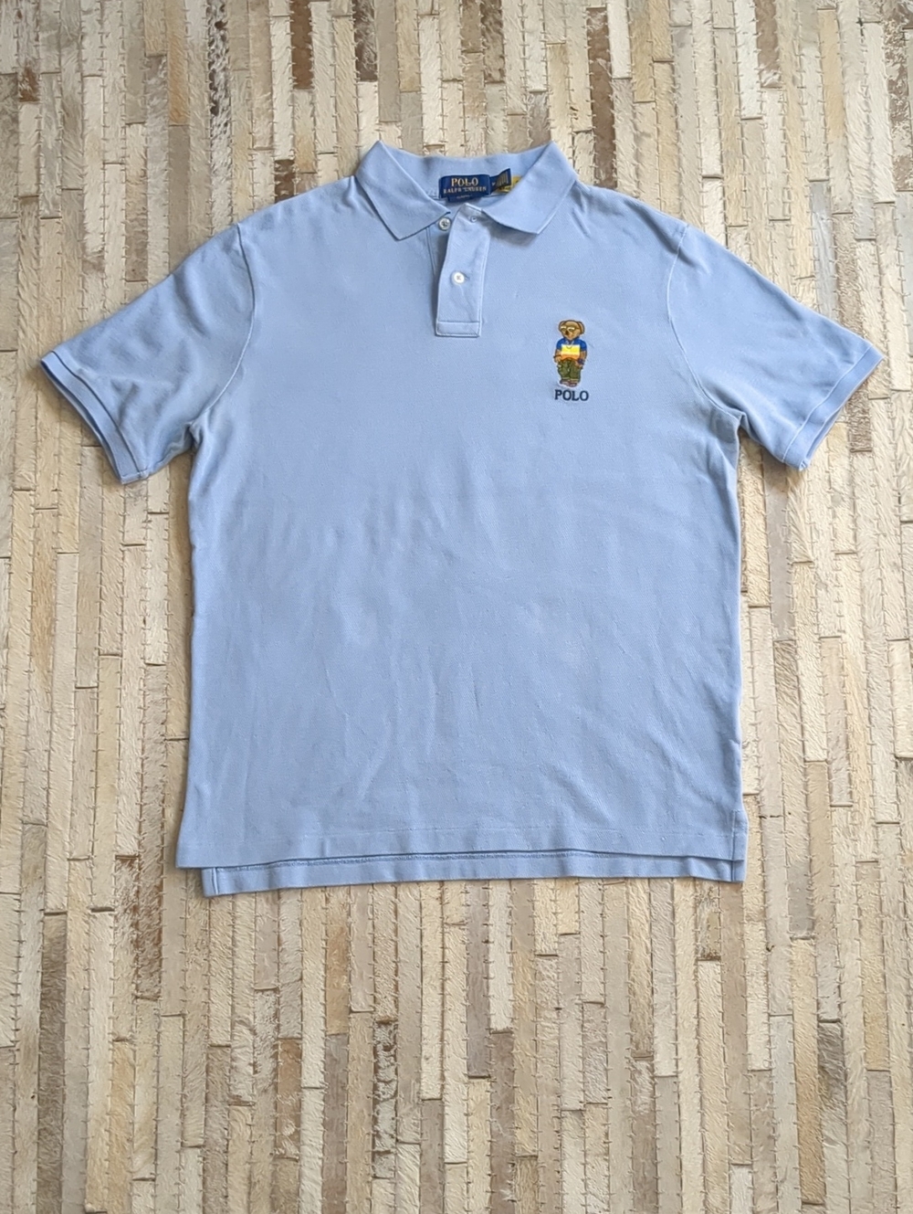 Polo Ralph Lauren Men's M Classic Fit Light Blue Polo Bear Logo Polo Shirt